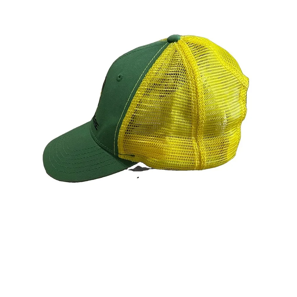 Vintage John Deere Trucker Hat Cap Snapback Green Yellow Mesh Farm Tractor Logo